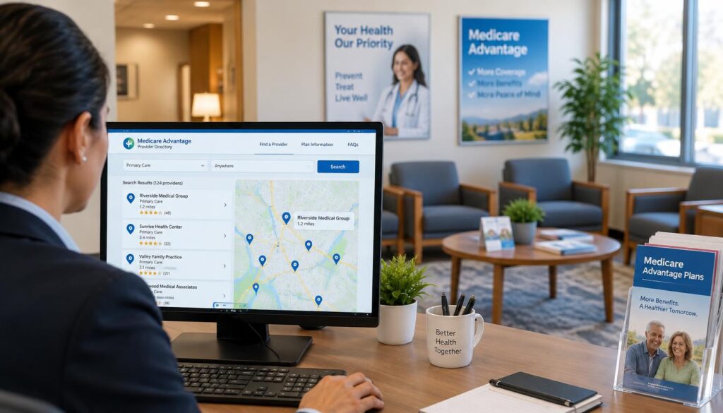 Doctor office location checked against a Medicare Advantage provider directory Doctor office location checked against a Medicare Advantage provider directory