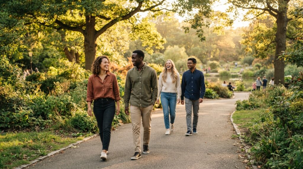 Friends meet for a regular walk and share social support