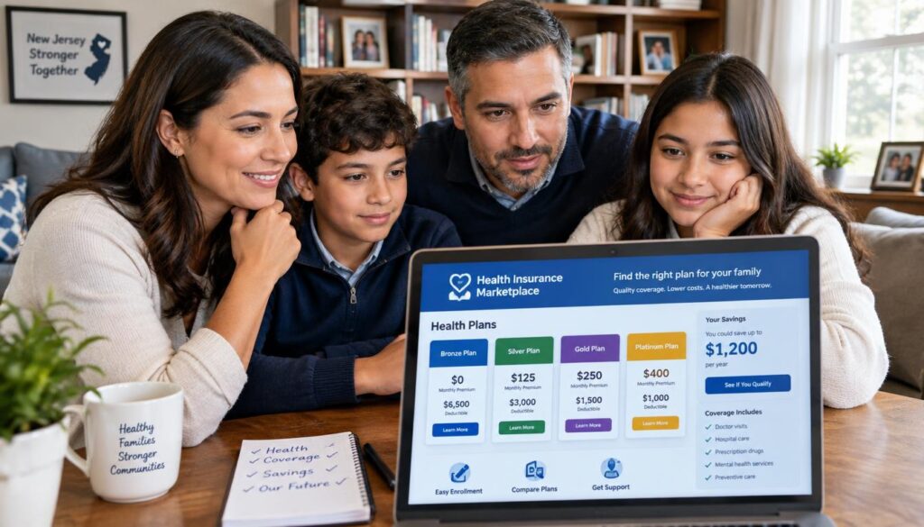 New Jersey family checking Marketplace savings and health coverage