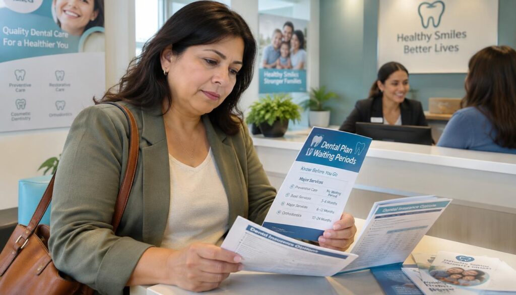 Patient checking a dental plan waiting period for major services