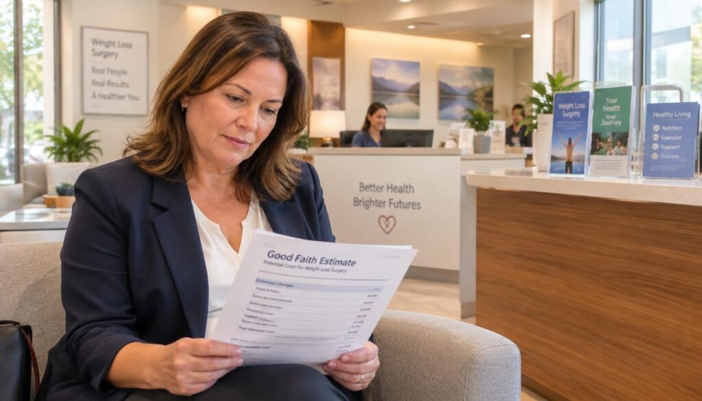 Self-pay patient checks a Good Faith Estimate at a local surgery clinic